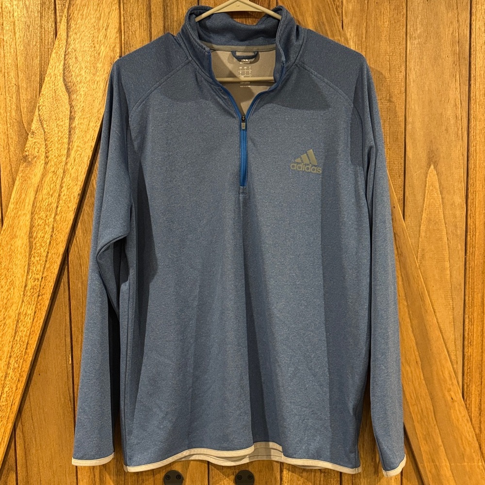 adidas Heathered Slate Blue Quarter-Zip Pullover Men’s size L